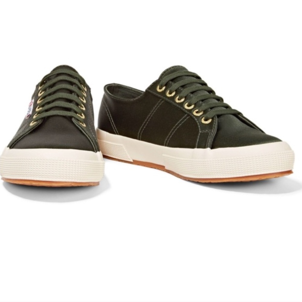 SOLD Superga 2750 Green Satin Sneakers, Size 7 - Picture 1 of 6